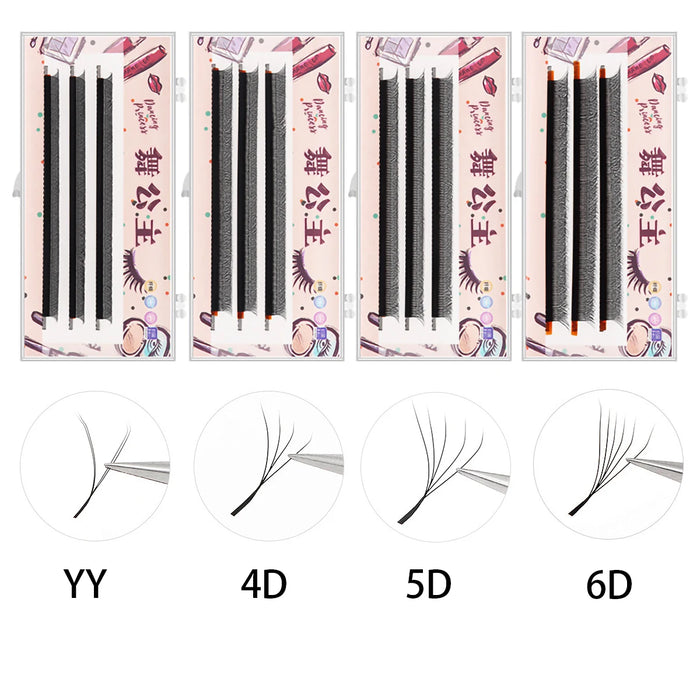 Extension de cils en forme de YY à 3 rangées, en Faux vison naturel doux, boucles D, 0.07 cils, maquillage individuel, Volume