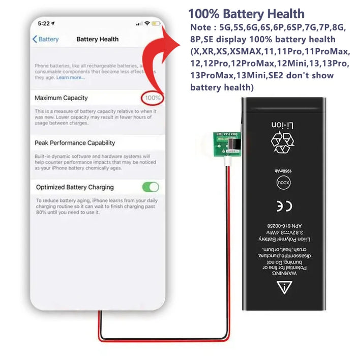 High quality mobile battery and tools for iPhone 6S, 6, 7, 7 Plus, 8 Plus, SE 2020, XR, 6 Plus, 6SP, X, XS, 11, 12 Pro Max Mini