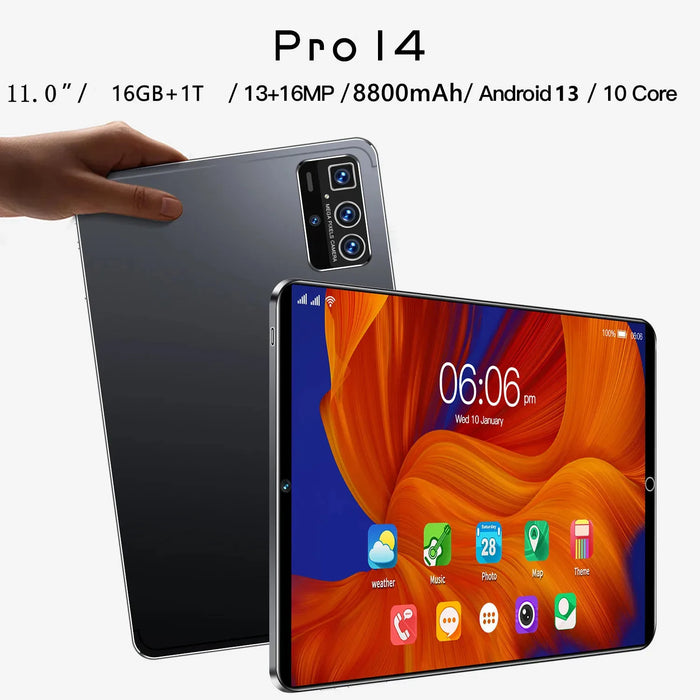 2024 Nouvelle tablette Android 11 pouces - 16 Go de RAM, 1 To de stockage, double SIM, processeur 10 cœurs, 5G, appels téléphoniques, GPS et Bluetooth