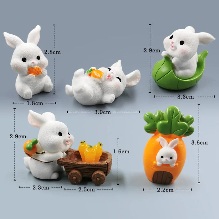 Linda figura de conejito de Pascua para miniaturas de bricolaje: encantadora decoración para el hogar y el jardín, estilo kawaii para jardines de hadas y habitaciones infantiles