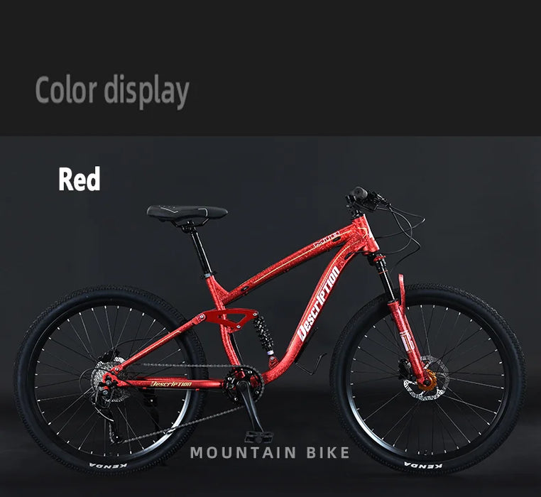 Bicicleta de Montaña con Respaldo Suave, Amortiguador Doble, Horquilla Bloqueable, Freno de Disco de Aceite, Bicicleta MTB de Velocidad Variable para Adultos, 27,5"