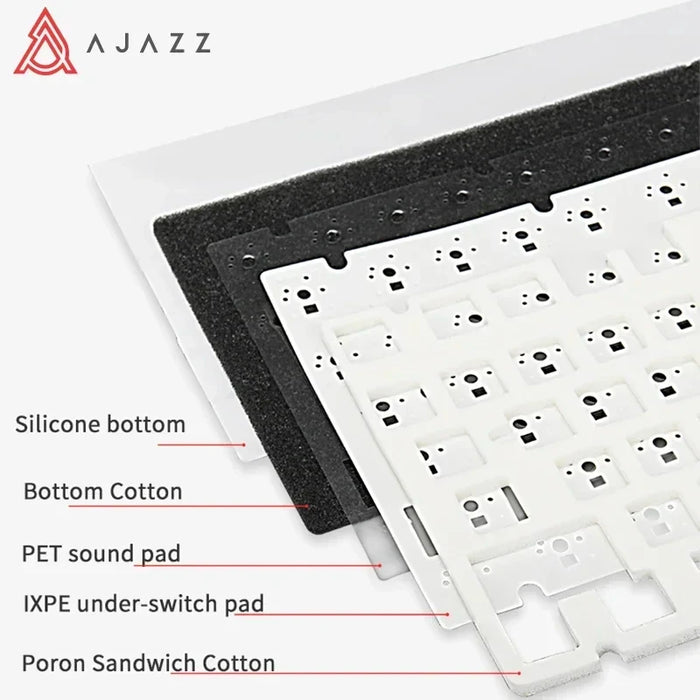 Ajazz AK820 Teclado mecánico con cable USB 75% junta blanca brillante tecla completa intercambio en caliente Esports teclado para juegos apto para PC portátil