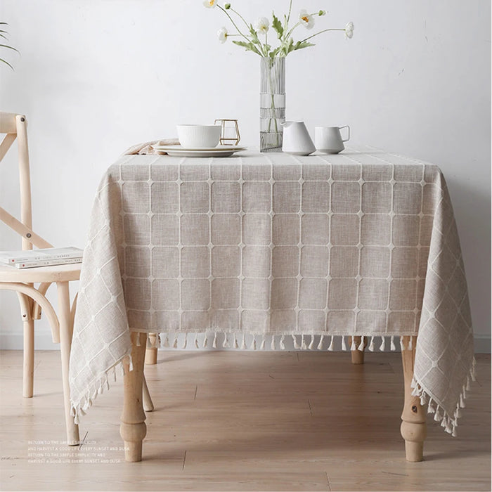 Korean Style Small Daisy Cotton Floral Tablecloth, Rectangular Dining Decor for Kitchen, Weddings, and Gatherings