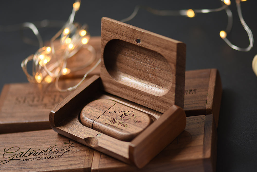 SHANDIAN Free LOGO Wooden + Box USB 2.0 Pen Drive 4GB 16GB 32GB 64GB Flash Drive Wedding Photography Gift U Disk