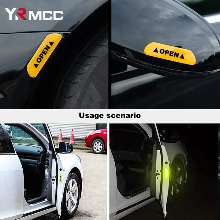 4-Pack Reflective Car Door Stickers – Safety Warning and Open Indicator