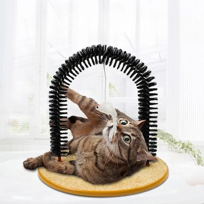 Jouet interactif pour chat arc autonettoyant - Brosse pour animaux avec partie de massage et friction amovible pour chat