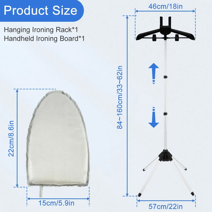 Barra de vapor con tabla de planchar plegable - Percha telescópica para cocinar al vapor la ropa