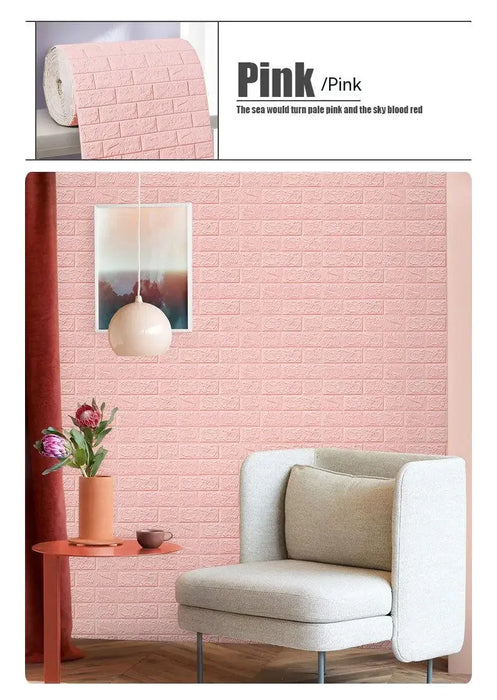 Papel pintado autoadhesivo de ladrillo de espuma 3D, adhesivo decorativo impermeable para pared de salón y dormitorio (70cm x 1/5/10m)