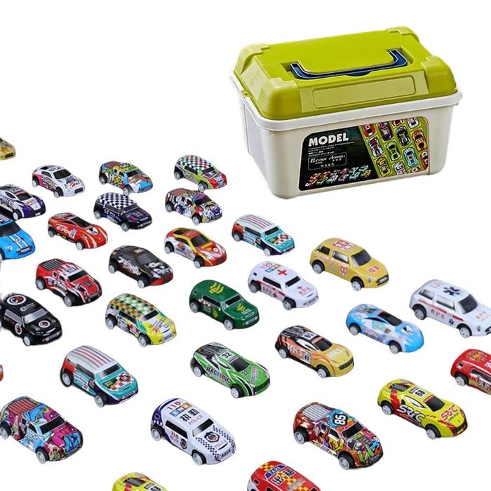 Mini-Legierungsauto-Modellset mit Aufbewahrungsbox, Druckgussautos, Spielzeug für Jungen, Trägheitsrollfahrzeuge, Kinderspielzeug, Geschenke für Kinder