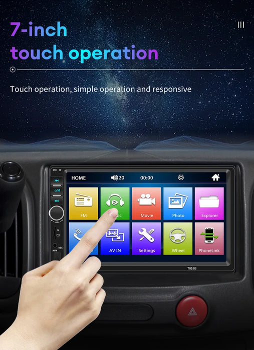 Acodo 2din Stereo 7 Zoll kabelgebundenes Carplay-Radio mit Touchscreen – Multimedia Bluetooth USB TF FM Radio Autoradio MP5-Player