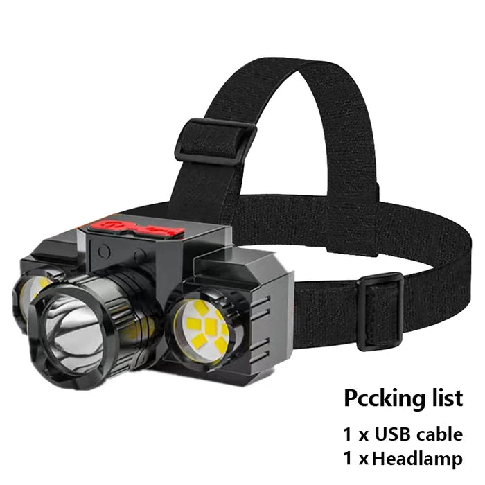 Nuevo Linterna frontal LED COB Mini portátil USB recargable impermeable luz de trabajo de pesca exterior de larga distancia linterna montada en la cabeza