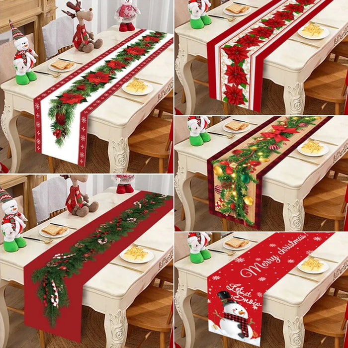 Mantel navideño con motivo para mesa festiva - Decoración navideña para el hogar 2024 - Adornos navideños y regalo de Año Nuevo 2025