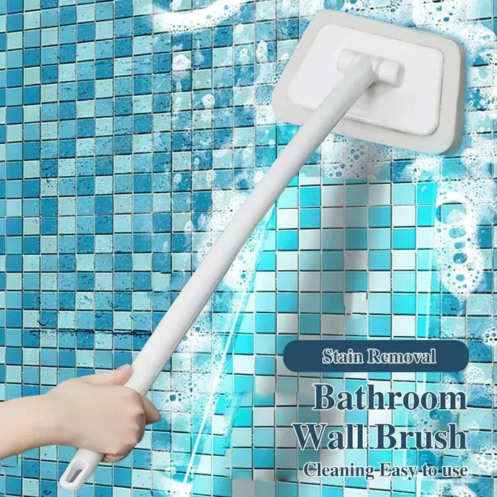 Brosse de salle de bain multifonctionnelle avec manche long et éponge amovible pour nettoyer les sols carrelés et les baignoires