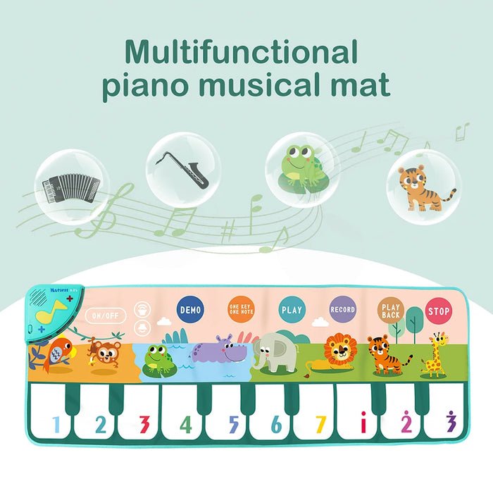 Coolplay Tapete musical para niños de 110x36 cm - Teclado de piso con tapete de baile y 8 sonidos de animales - Juguete educativo para niños pequeños