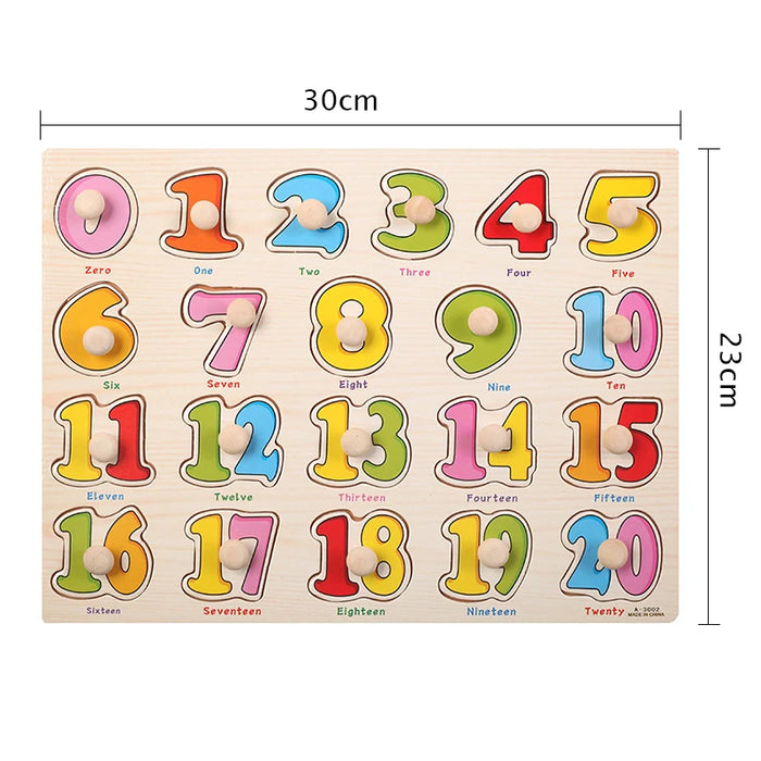 Puzzle de madera de 30 cm para niños pequeños: aprende las letras y los números de forma divertida