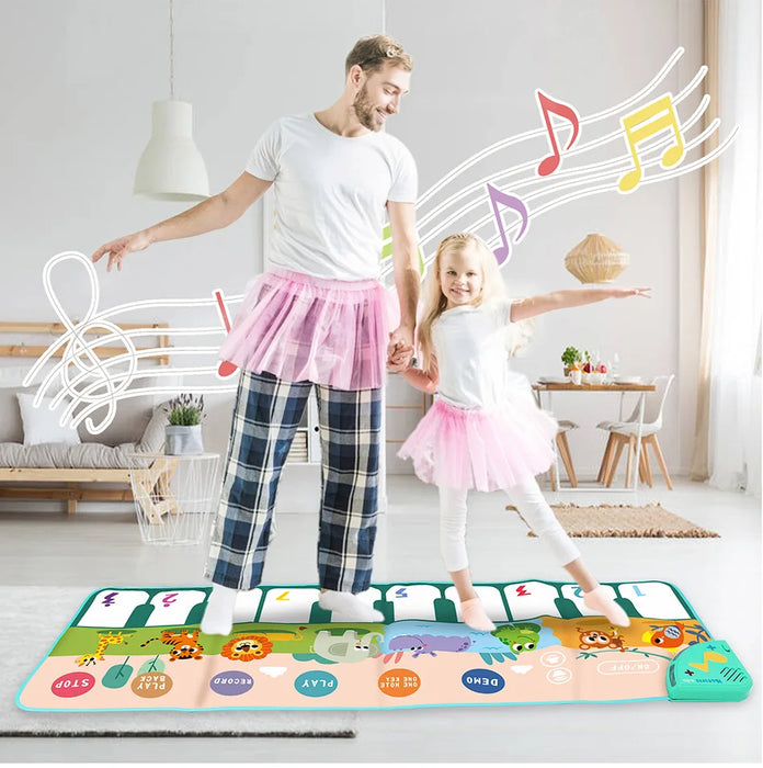 Coolplay Tapete musical para niños de 110x36 cm - Teclado de piso con tapete de baile y 8 sonidos de animales - Juguete educativo para niños pequeños