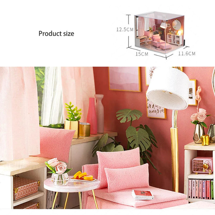 Casa de muñecas en miniatura de madera, Kit de casa pequeña DIY, rompecabezas 3D, juego de construcción, muebles, juguete, regalos de cumpleaños para niños