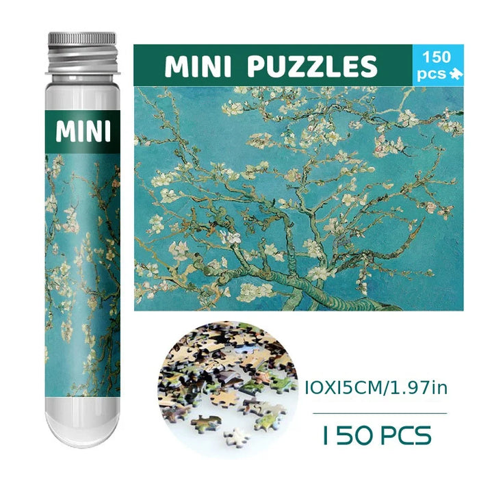 Puzzle 150 pièces dans un tube à essai – La nuit étoilée de Van Gogh, cadeau de Noël idéal pour les amateurs d'art