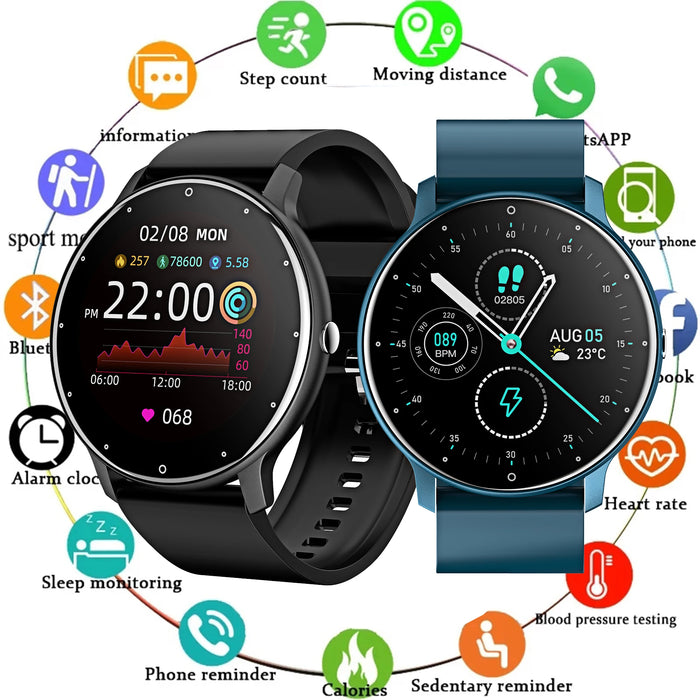 Montre intelligente de fitness polyvalente ZL02D pour hommes et femmes – Tracker de santé étanche avec moniteur de fréquence cardiaque et connectivité Bluetooth pour iOS et Android