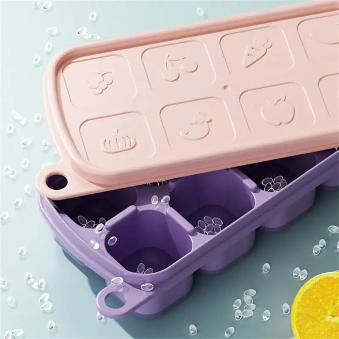 Silikon-Eisformen mit bunten Deckeln – perfekt für Eiswürfel und gefrorene Snacks