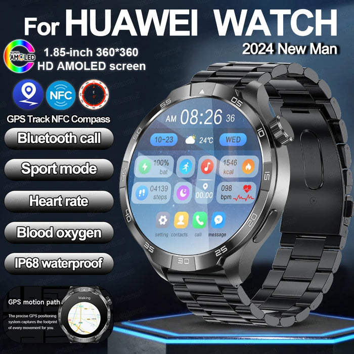 Nouveau 1,85 "écran AMOLED GPS sport montre intelligente pour hommes avec boussole NFC montres étanches fréquence cardiaque appel Bluetooth Smartwatch pour HUAWEI