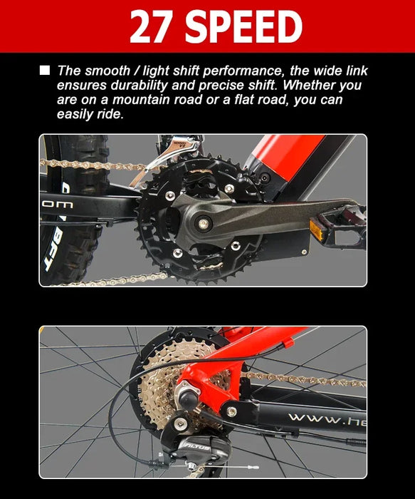 HEDATX19 1000W Neues 29-Zoll-Elektrofahrrad aus Aluminiumlegierung mit Vollfederung, 48V 19,2 Ah Lithiumbatterie MTB-Elektrofahrrad