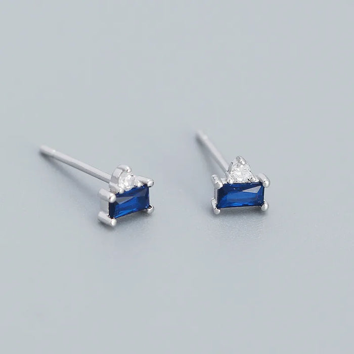 CCFJOYAS Pendientes de Circón Azul Oscuro Chapados en Oro de 18 Quilates con Diseño de Aro en Plata de Ley 925