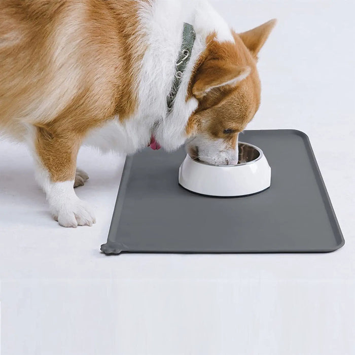 Tapis imperméable et antidérapant pour gamelles pour chats et chiens, tapis en silicone à bords hauts pour l'alimentation des animaux de compagnie