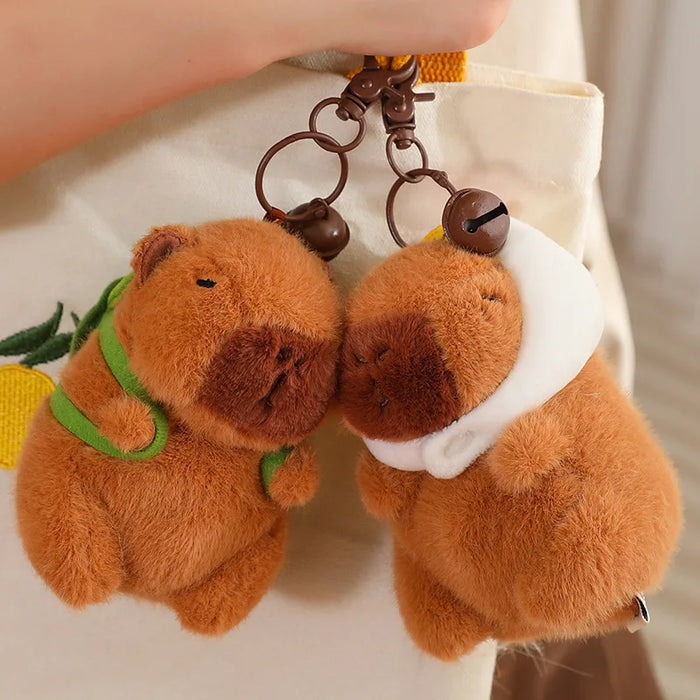 Sombrero de fresa Capybara, juguete de peluche, mochila de tortuga de simulación, Animal de peluche de Capybara, colgante de tamaño pequeño