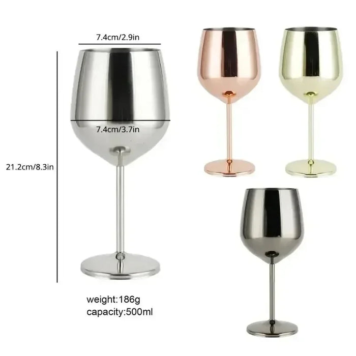 Verres à cocktail incassables en acier inoxydable, 500 ml, pour le vin et les boissons à la maison ou au bar