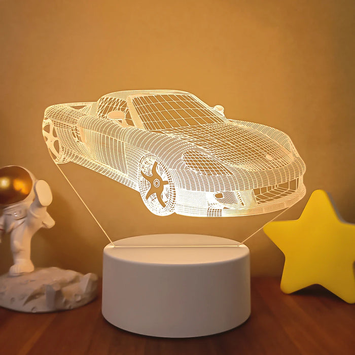 3D Bulldozer and Excavator Night Lamp - LED Lighting for Kids Room, Decorative Gift for Children