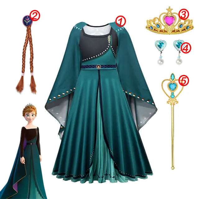 Costume de princesse Disney la reine des neiges pour filles, robe de bal en maille blanche à paillettes, vêtements de carnaval, Cosplay reine des neiges Elsa Anna pour enfants