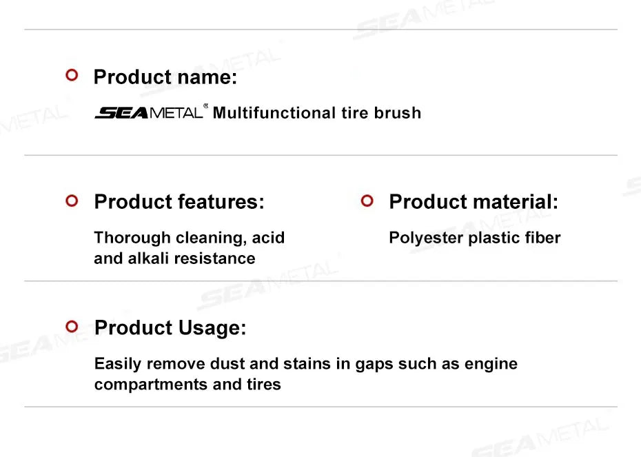 SEAMETAL Cepillo flexible para neumáticos con mango largo para limpiar llantas y neumáticos de coche