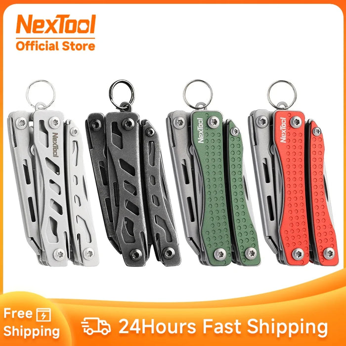 NexTool Mini-Flaggschiff, Rot/Grün, 10-in-1, vielseitig, faltbar, EDC-Handwerkzeug, Schraubendreher, Mini-Zange, Flaschenöffner, Outdoor