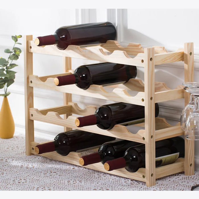 Élégant casier à vin en bois à 2/3 niveaux – Casier à vin monté élégant pour cuisine et bar, parfait pour les comptoirs et le stockage de bouteilles