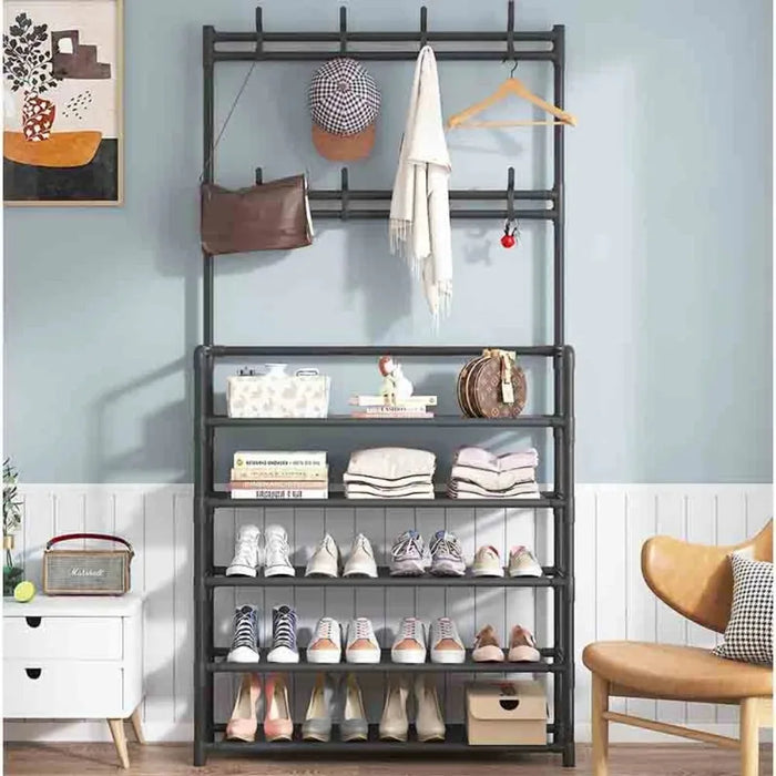 Étagère à chaussures multicouche et cintre pour le rangement de la porte – Cintre DIY pour la maison, la chambre d'étudiant, le balcon et le couloir.