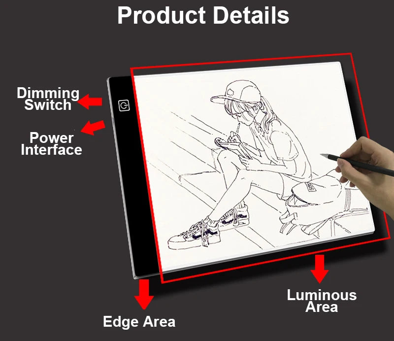 Bloc-notes de dessin à LED réglable avec 3 niveaux de luminosité, jouet éducatif pour enfants et animateurs de peinture