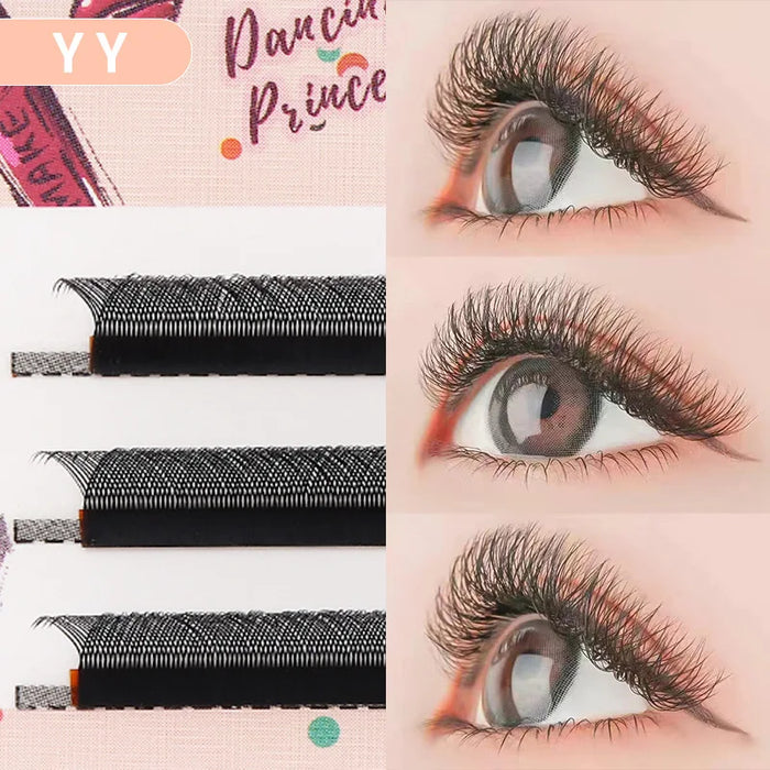 Extension de cils en forme de YY à 3 rangées, en Faux vison naturel doux, boucles D, 0.07 cils, maquillage individuel, Volume