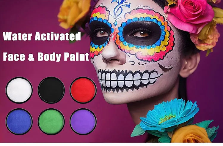 30 g Körperfarbe auf Wasserbasis – Schwarz und Weiß für Halloween und festliches Make-up