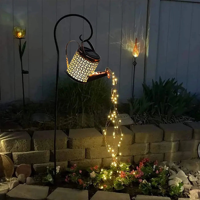 Lámpara LED Solar para decoración de agua con rociador para uso en exteriores, jarra colgante con iluminación impermeable para jardín y villa