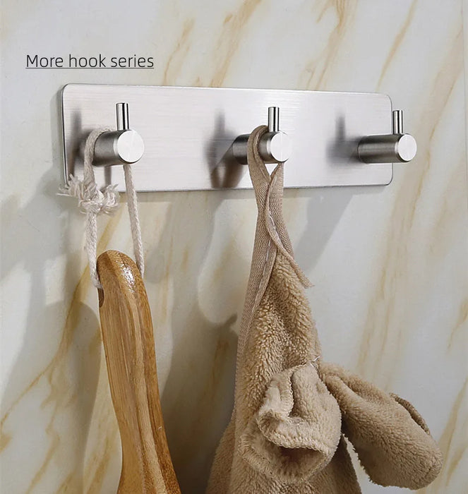 ULA Gancho de pared de acero inoxidable con adhesivo 3M - Accesorios para toallas, ropa, percheros, baño y ducha