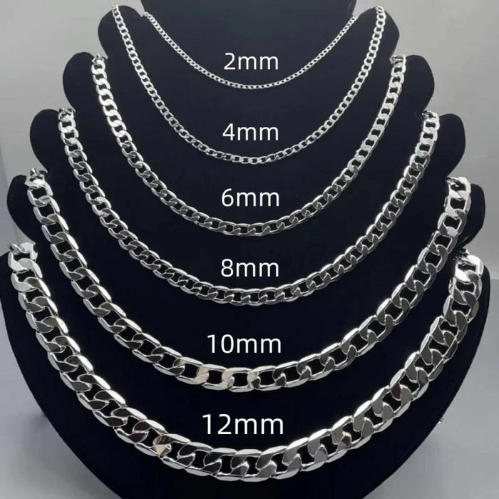 Collier en argent sterling 925 pour hommes et femmes – Longueur réglable et différentes tailles 2-12 mm