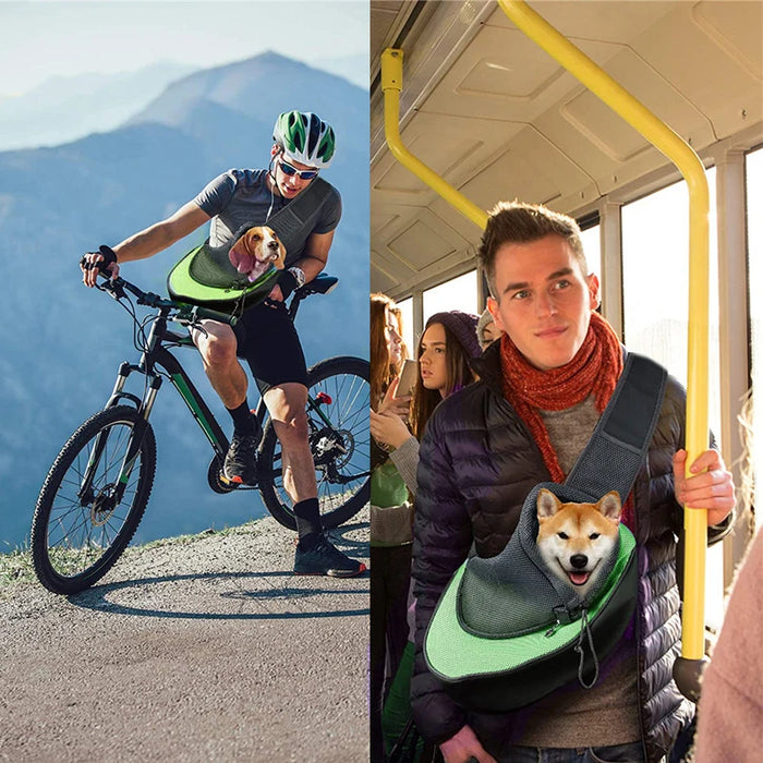 Mochila portátil para gatos y perros, bolsa de viaje con malla y correas para los hombros, práctica bolsa de transporte