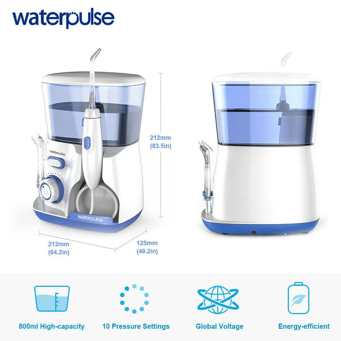 Waterpulse V300G Bain de bouche avec 5 buses - Fil dentaire électrique pour l'hygiène bucco-dentaire avec réservoir d'eau de 800 ml