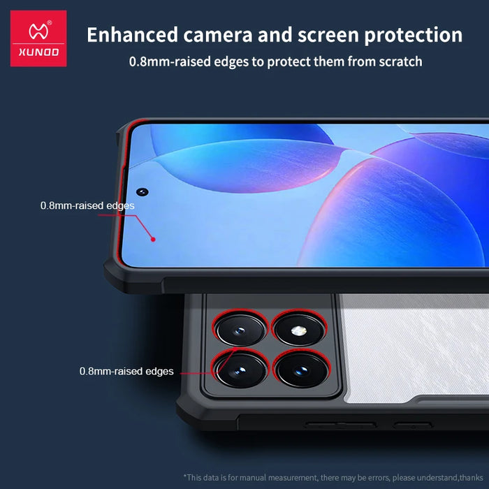 Xundd Protective Cover for Xiaomi Poco X6 Pro - Transparent Bumper with Shock Absorbing Features and Luxurious Design