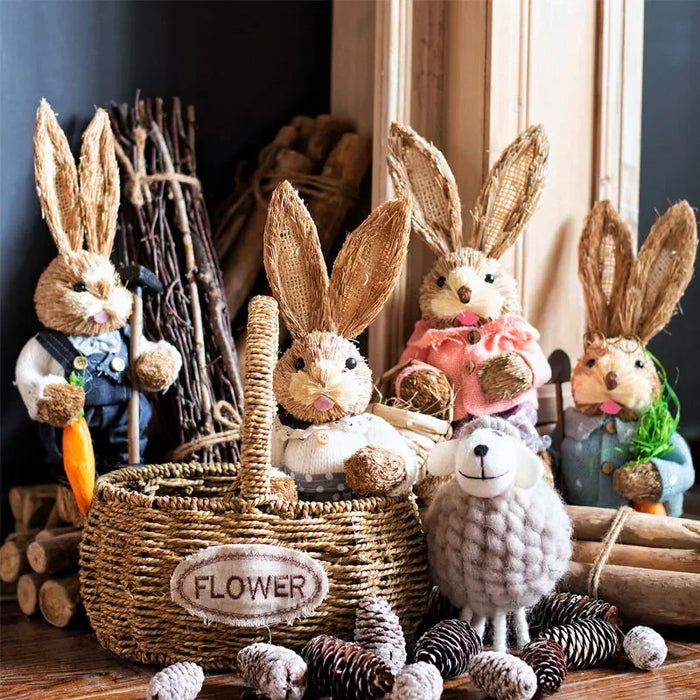 Décorations de lapin en paille mignonnes, pour fête de pâques, maison, jardin, mariage, ornement, accessoires Photo, artisanat, achetez-en 1, obtenez-en 1, nouvelle collection 2024