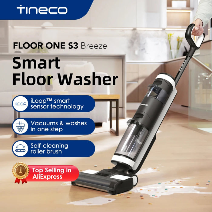 Tineco Floor One S3 Breeze Trådlös Dammsugare och Golvtvättmaskin med Självrengöring - Smart Hemapparat