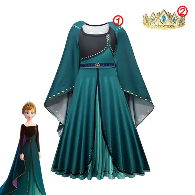 Costume de princesse Disney la reine des neiges pour filles, robe de bal en maille blanche à paillettes, vêtements de carnaval, Cosplay reine des neiges Elsa Anna pour enfants