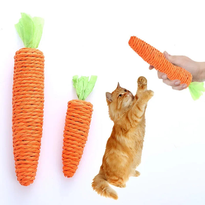 Zanahoria de juguete para gatos con sonido, árbol de garra de cuerda de papel masticable para dientes más limpios y juego interactivo