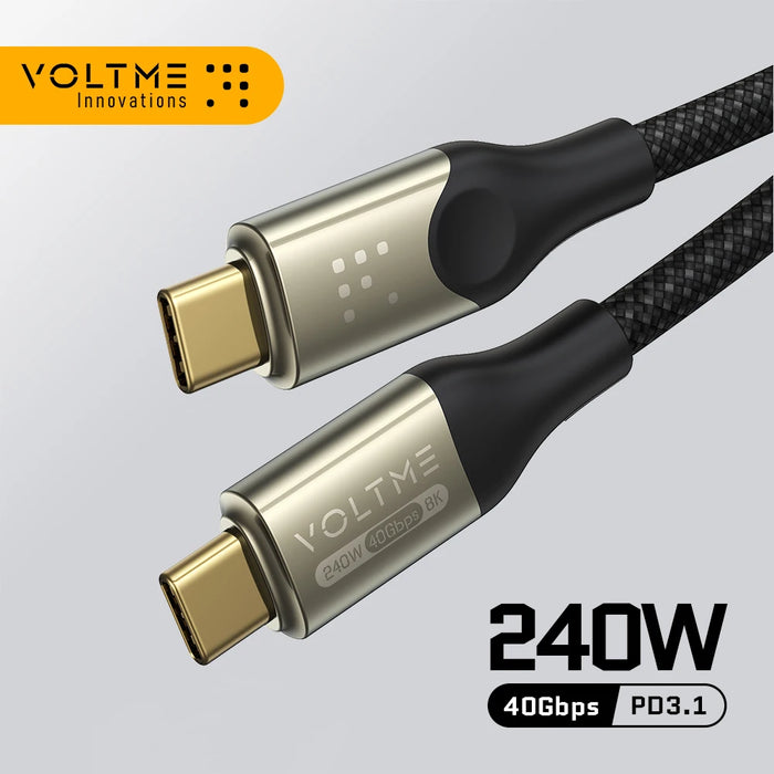 VOLTME-Cable USB C de 240W PD 3,1, supercarga de carga rápida para Macbook Pro, transferencia de datos de 40Gbps, 8K @ 60Hz para iPhone 15 Pro Max